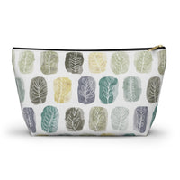Watercolor Leaf Stamp Accessory Pouch w T-bottom in Teal
